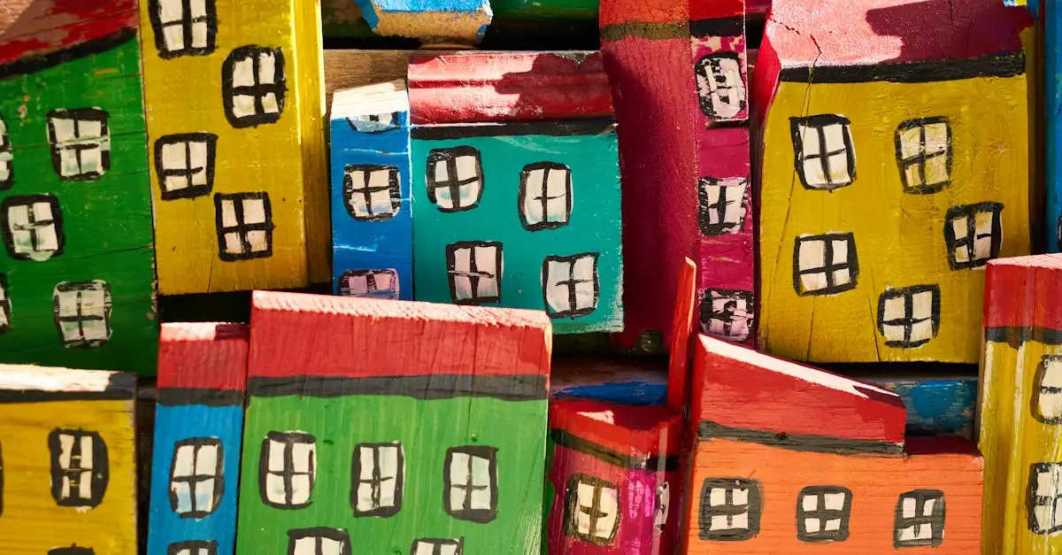 Houten blokjes wanddecoratie