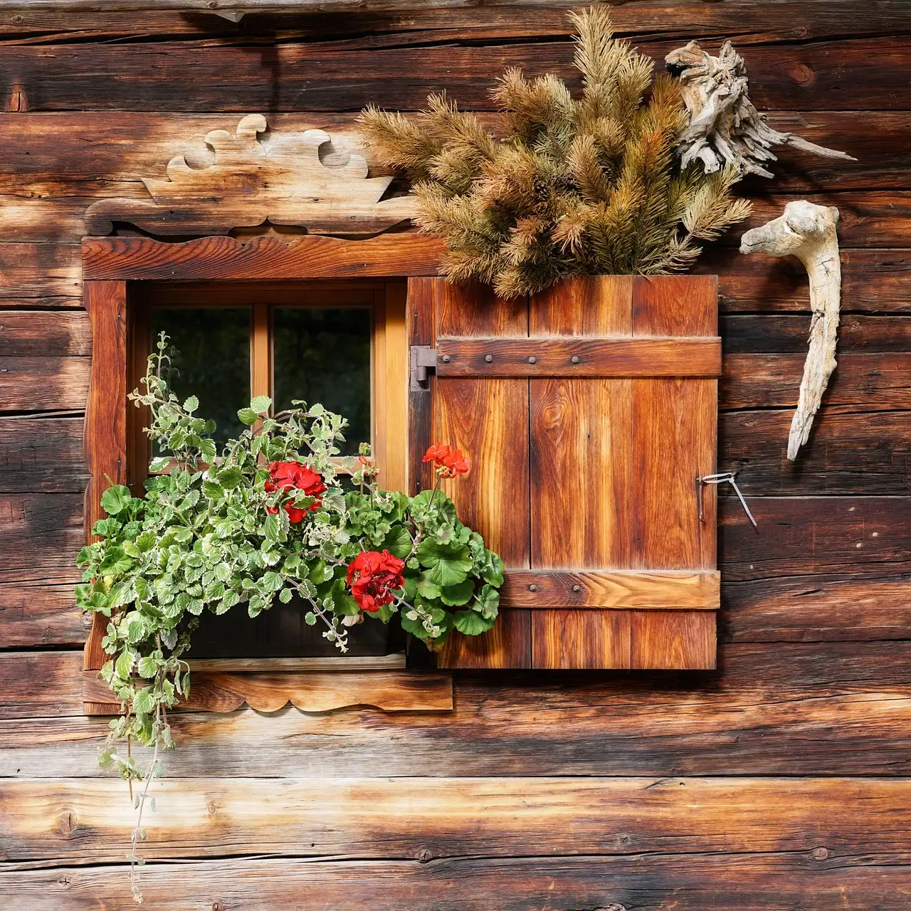 Houten huisje wanddecoratie