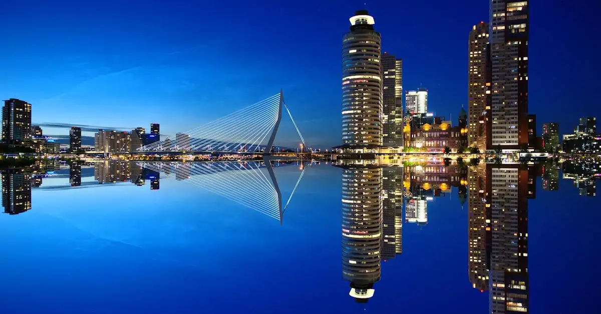 Wanddecoratie skyline rotterdam